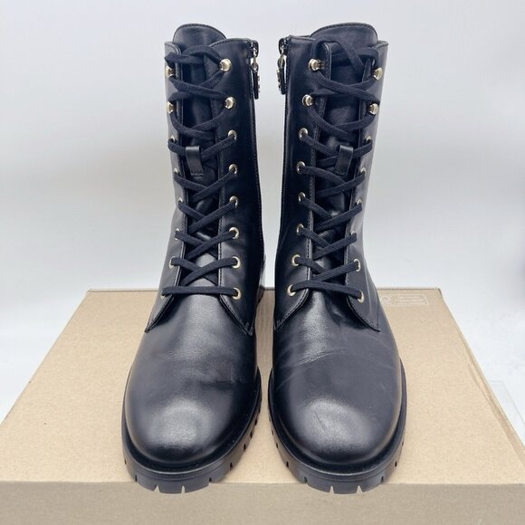 Stuart Weitzman Laine Leather Combat Lace Up Boots Black US 10 EU 40.5 NEW - Picture 5 of 13